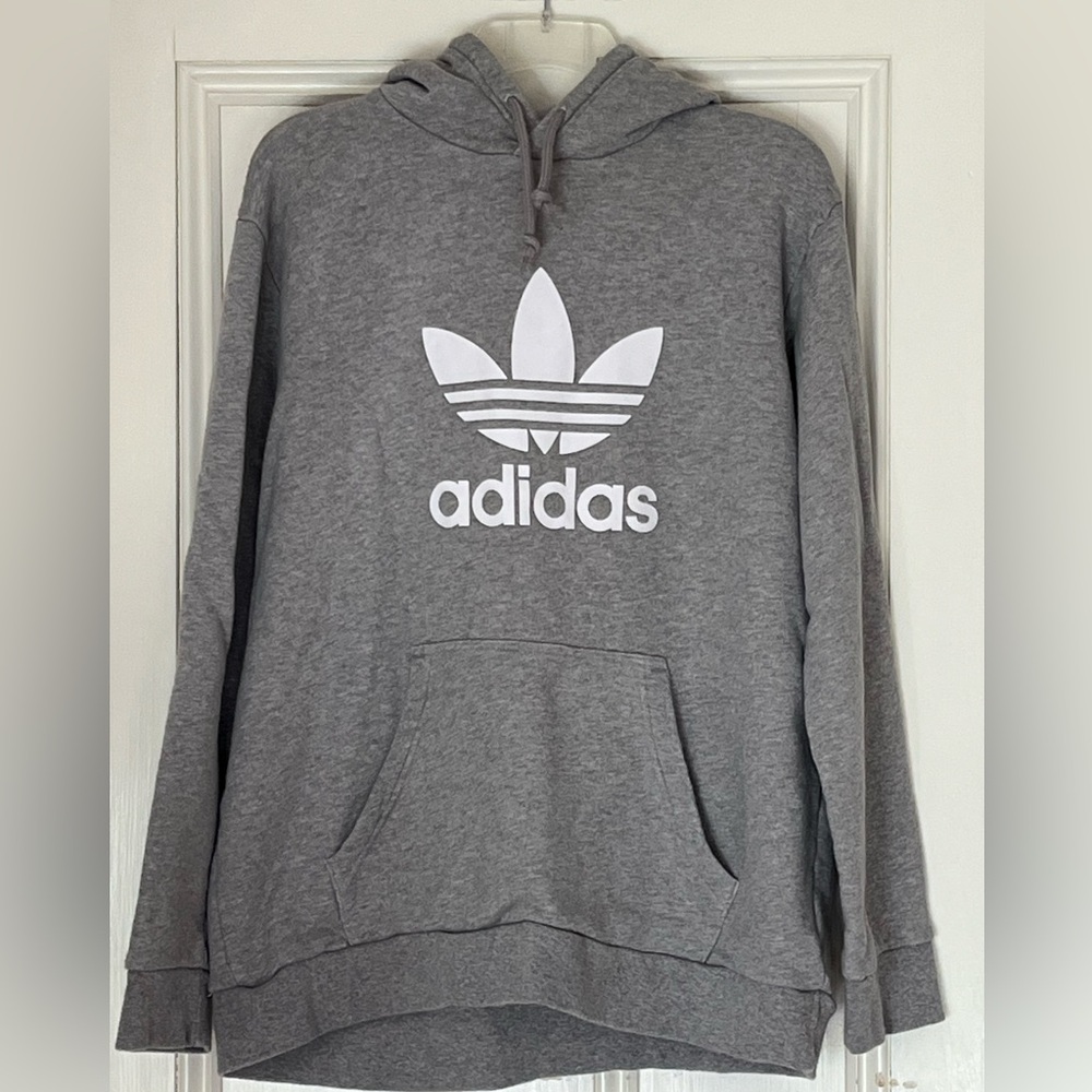 adidas Gray Trefoil sweatshirt Hoodie men’s large